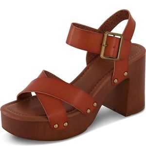 Faux Wood Sandal +Comfort Foam & LiteSole Technology, 8 Whisky color